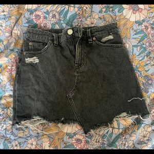 Dark Grey Denim Mini Skirt